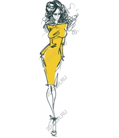  Elegant woman in a yellow dress