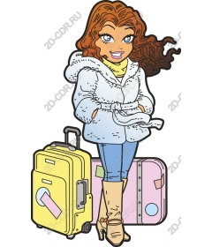  The chic traveler with suitcases