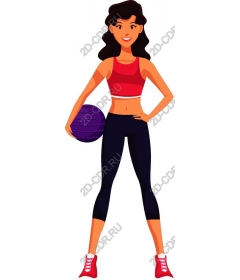  Confident woman with gymnastic ball