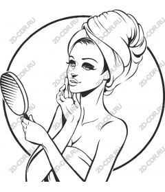  Elegant woman with mirror Clipart