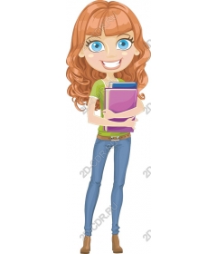 Cheerful student with folders