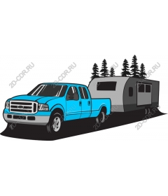  Blue truck and trailer, ready for adventure