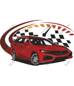 Dynamic red sports car