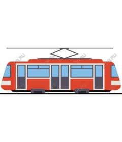  Bright red tram in and