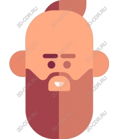 Stylish flat icon of a bearded man