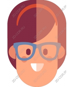 Cheerful smiling character with glasses
