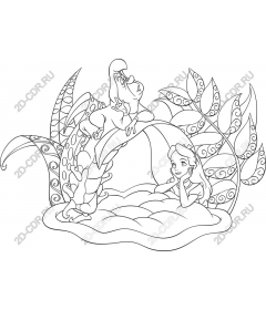  Fancy coloring caterpillar from "Alice in Wonderland"