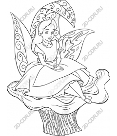 Whimsical fairy sitting on the mushroom