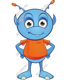 Playful cartoon blue alien