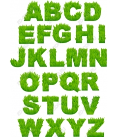 A set of typography "the Grass" — AZ Green Grass Letters