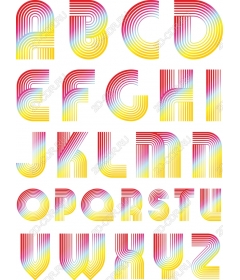 Set of retro-rainbow alphabet