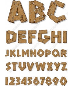 Set clipart "Wooden alphabet", a set of letters and numbers in the rustic style