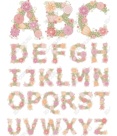 Set of floral clip art alphabet Letters AZ Flower