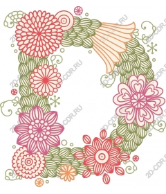  Flower monogram Letter D