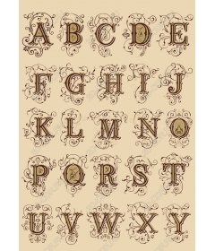 Set vintage ornate letters