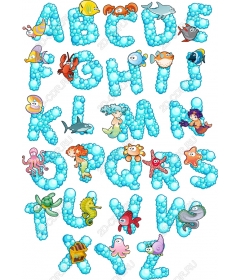 The underwater alphabet clip Art: Letter to the ocean theme