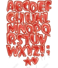 Set of clip art letters of the alphabet from balloons red letters and symbols made of balloons