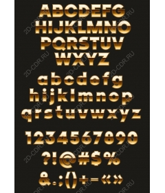 Set of gold gradient letters of the alphabet