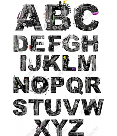 A set of Graffiti alphabets Tech