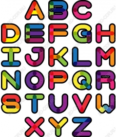A set of colored clipart alphabet