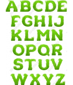A set of grass - letters-alphabet AZ for herbal theme