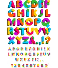 Set clipart "Puzzle-alphabet" — vivid 3D letters and numbers