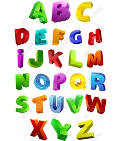 Vivid 3D kit cliparts with letters of the alphabet — from A to z