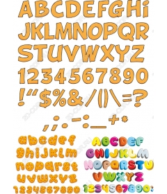 Set of clipart with alphabet and numbers - Playful