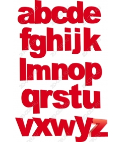 A set of bold red 3D alphabet (AZ)