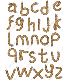 Set of braided ropes with letters of the alphabet