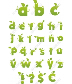 Set of green leaves alphabet clip art set inspired by nature