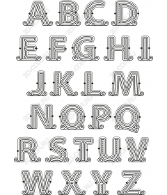 Set of stylized alphabetical clipart - AZ Vintage Letters