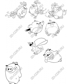  Charming set of "Bird and pig"