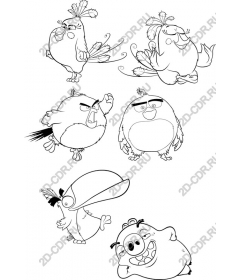 Cartoon birds Expressive set