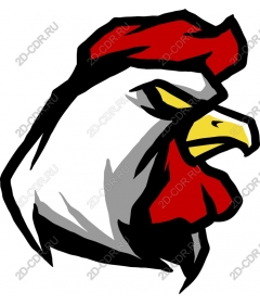 Rooster head in the rustic style