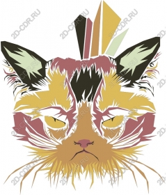  Bright geometric face cat