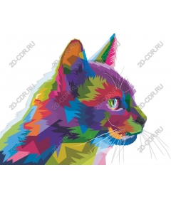 Яркий красочный кот