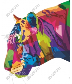  Bright geometric tiger head