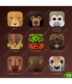 Icons set of wildlife