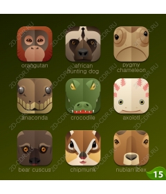 Set of bright icons animals