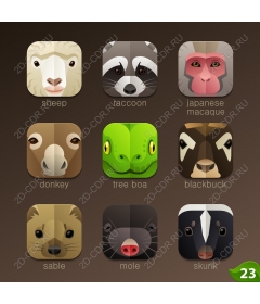 Set of icons of animals