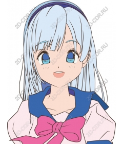 Fun character with blue hair