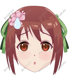  Cute anime girl with brown eyes and a floral hair accessory