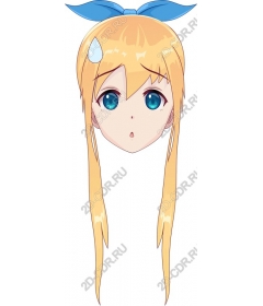 Anime blonde girl with a blue bow