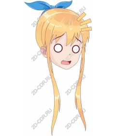 Anime character with long blonde hair and blue tape