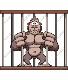  Cartoon Gorilla Behind Bars