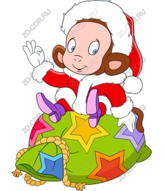  Santa monkey with colorful bag