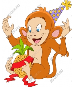 Funny monkey with decoration in the form of a pineapple