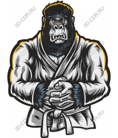  Ferocious gorilla in kimono for martial arts