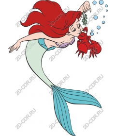  Bright mermaid and crab